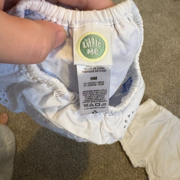 LITTLE ME Blue & White Floral Dress with Panty 9 months Ruffle - Picture 4 of 7